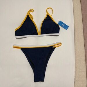 Cupshe Navy Plunging Bikini Set